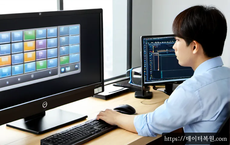 창동 STATUS_DEVICE_OFFLINE - Photorealistic IT support workstation in a modern Chang-dong apartment office, desktop monitor showi...