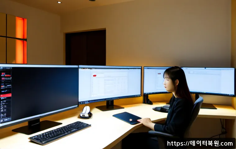 방배동 STATUS_PAGE_FAULT - Photorealistic remote-support workstation in a quiet Bangbae-dong apartment office, dual monitors sh...