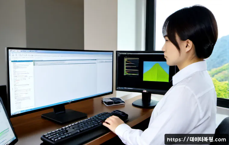오포읍 ATTEMPTED_EXECUTE_OF_NOEXECUTE_MEMORY - Photorealistic remote-support workstation in a quiet Opo-eup apartment office, dual monitors showing...