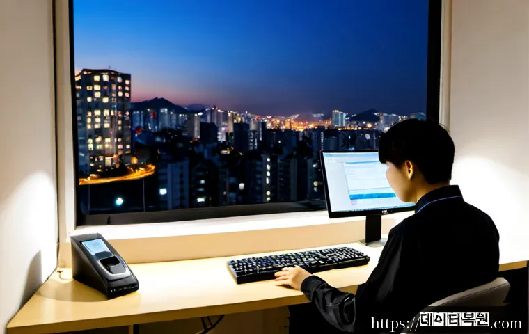 상봉동 SESSION_HAS_NO_PAGEFILE - Photorealistic remote-support workstation in a compact Sangbong-dong apartment office, dual monitors...