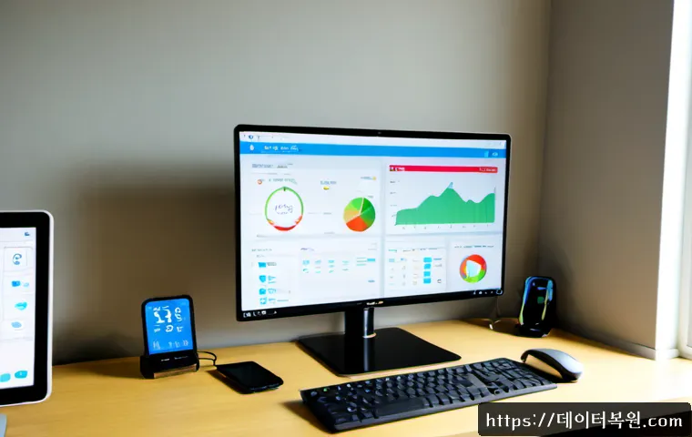 신원동 USER_MODE_HEALTH_MONITOR - Photorealistic home health-monitoring workstation in a modern Sinwondong apartment, desktop PC showi...
