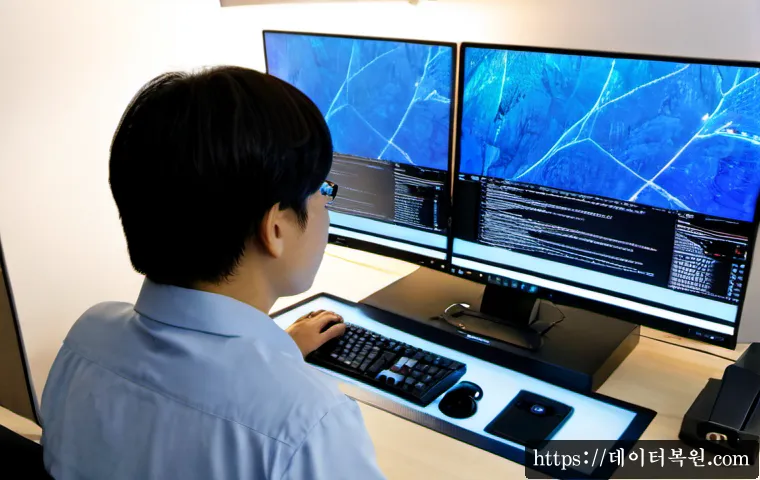 화곡동 STATUS_KERNEL_THREAD_TIMEOUT - Photorealistic remote-support workstation in a compact Seoul apartment office, ultrawide monitor sho...
