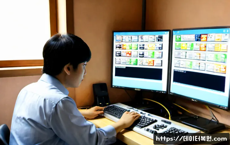 통인동 DRIVER_CAUGHT_MODIFYING_FREED_POOL - Photorealistic remote-support workstation in a compact Tongin-dong office, IT technician examining a...