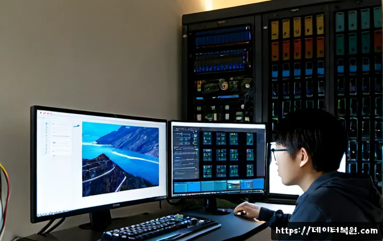 삼양동 STATUS_MEMORY_ACCESS_DENIED - Photorealistic compact IT support workstation in a quiet hillside neighborhood apartment, dual monit...