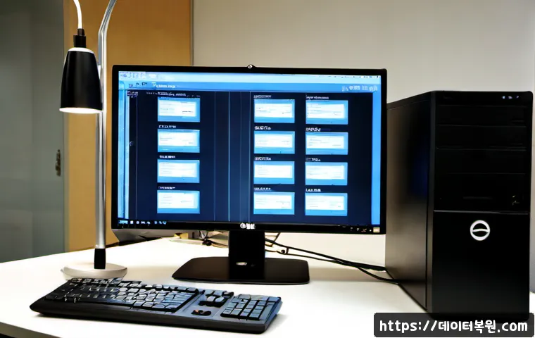 도선동 all boot options are tried - Photorealistic IT support workstation in a compact Dosun-dong office, desktop tower connected to a m...