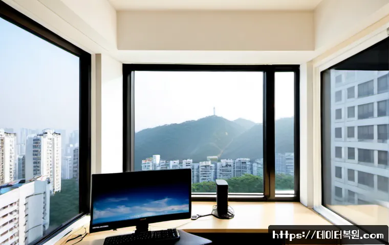 용산구 출장방문윈도우 windows 설치 - Photorealistic on-site Windows installation at a compact Yongsan apartment workstation, remote-suppo...