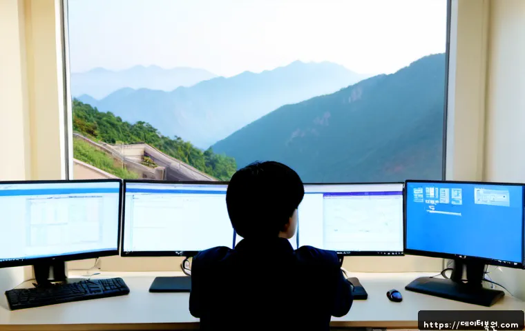 도봉동 STATUS_KERNEL_SECURITY_CHECK - Photorealistic remote IT support workstation in a compact Dobong-dong apartment office, dual monitor...