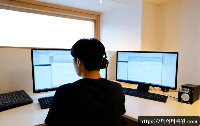 소격동 linux재설치 포맷  초기화 - Photorealistic remote IT support workstation in a quiet Sokgyeok-dong design studio, technician rein...