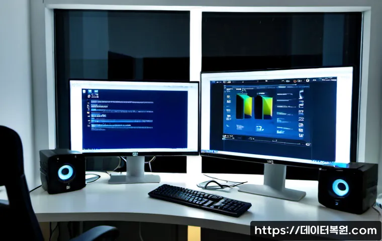 충현동 DPC_WATCHDOG_VIOLATION - Photorealistic IT support workstation in a compact apartment office in Chunghyeon-dong, dual monitor...