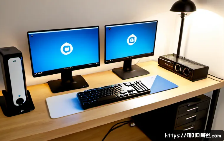 옥길동 STATUS_DEVICE_OFFLINE - Photorealistic remote support workstation in a quiet modern apartment near Okgil-dong, dual monitors...