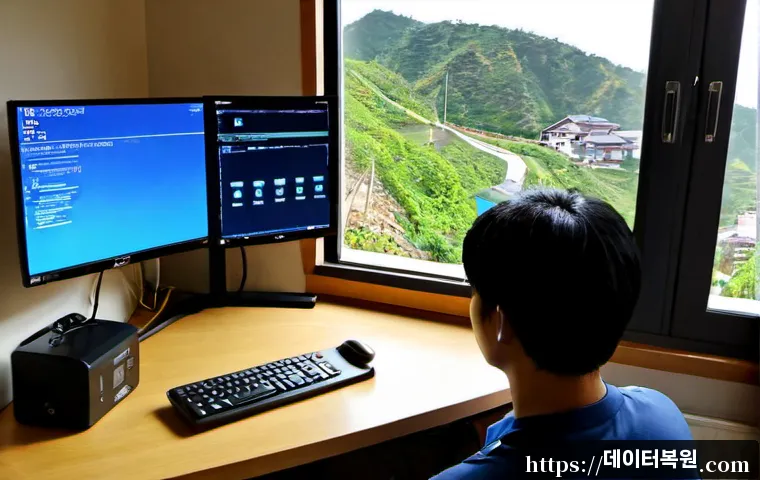남가좌동 신호없음 - Photorealistic remote-support workstation in a compact apartment near a quiet hillside neighborhood,...