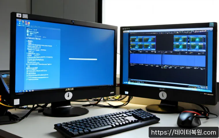 미근동 IRQL_NOT_LESS_OR_EQUAL - Photorealistic IT support workstation in a compact office near a quiet Seoul residential district, d...