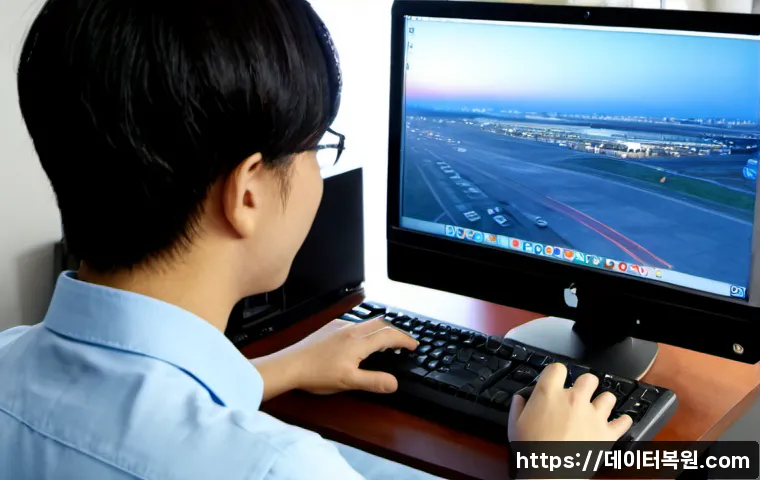 공항동 해킨토시 재설치 포맷  초기화 - Photorealistic remote-support workstation in an Airport-district apartment, custom desktop computer ...