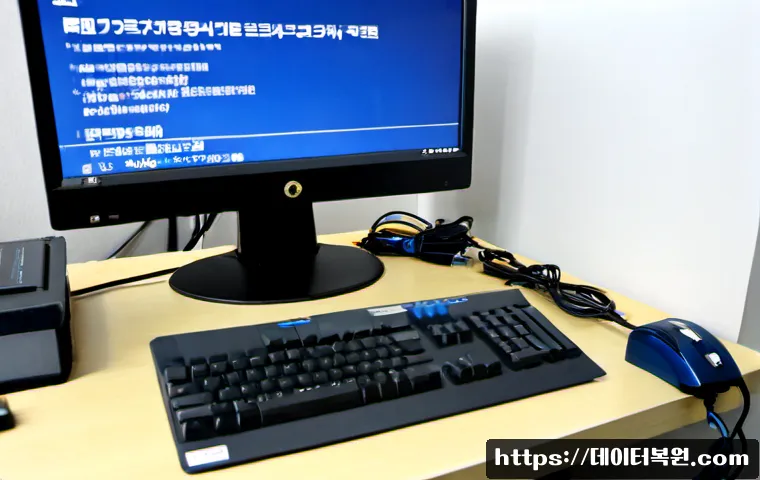 대장동 UNMOUNTABLE_BOOT_VOLUME - Photorealistic IT support workstation in a modern Daejang-dong new-town apartment office, desktop mo...