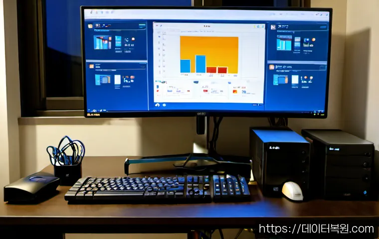 갈현동 해놀로지 xpenology 구축 - Photorealistic compact IT workstation in a Galyheon-dong apartment office, a small multi-bay home se...