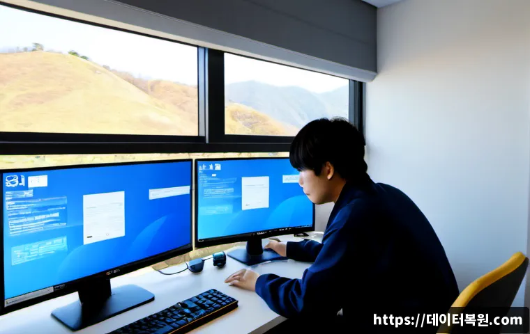 흑석동 윈도우8 windows8 재설치 포맷  초기화 - Photorealistic computer repair workstation in a compact Heukseok-dong apartment office, technician r...
