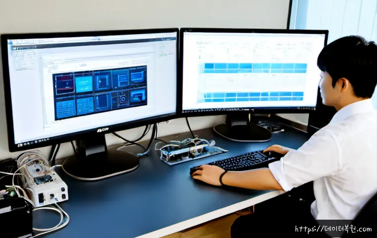 교북동 HAL_INITIALIZATION_FAILED - Photorealistic IT support workstation in a compact Korean office near a quiet low-rise neighborhood,...