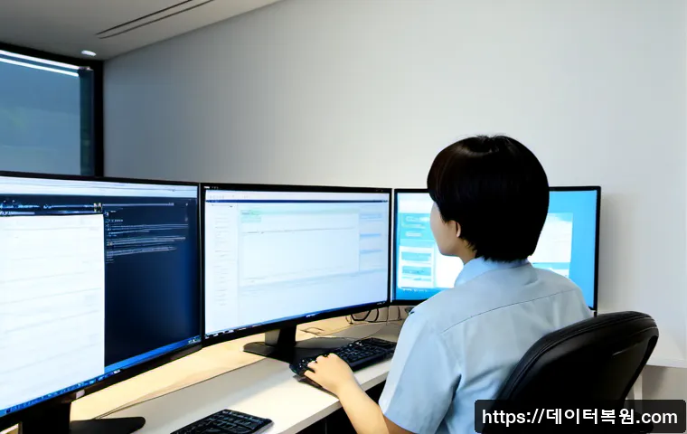 초월읍 SESSION5_INITIALIZATION_FAILED - Photorealistic IT support workstation in a quiet suburban Korean office, technician reconnecting a d...