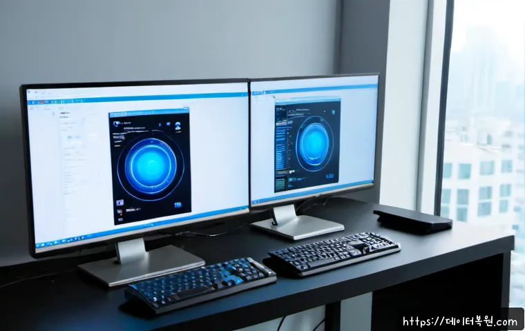 원흥동 DRIVER_IRQL_NOT_LESS_OR_EQUAL - Photorealistic IT support workstation in a modern apartment-office near a Korean new-town district, ...