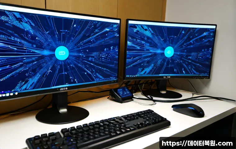 쌍문동 UNEXPECTED_KERNEL_MODE_TRAP - Photorealistic IT support workstation in a compact Ssangmun-dong apartment office, dual monitors sho...