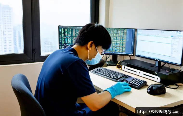 현천동 STATUS_KERNEL_UNSUPPORTED_DEVICE - Photorealistic IT support workstation in a quiet Hyeoncheon-dong apartment office, desktop tower ope...