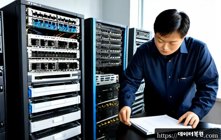 서대문구 ftp서버출장방문수리점 - Photorealistic IT technician repairing a compact rack-mounted FTP server in a bright Seodaemun-gu ar...