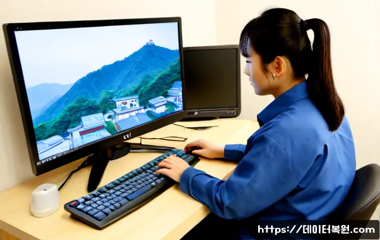 행당동 프리도스 윈도우설치 - Photorealistic compact home workstation in a hillside apartment neighborhood near Haengdang-dong, fr...