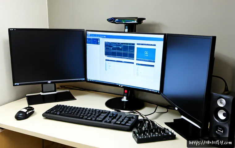 방학동 DEVICE_DRIVER_MISMATCH - Photorealistic remote-support workstation in a compact Banghak-dong apartment office, dual monitors ...