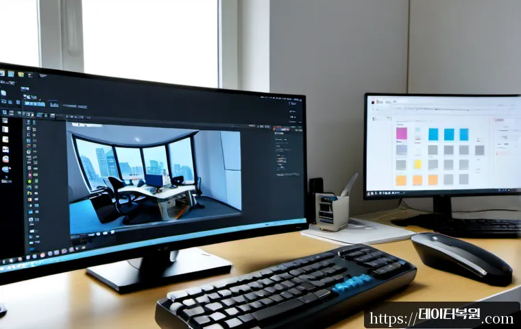 불광동 press  f4  key - Photorealistic remote-support workstation in a compact modern office, technician pressing an unmarke...