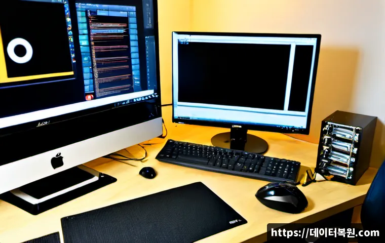 광남동 HDD조립 및 교체수리 - Photorealistic computer repair workstation in a compact Gwangnam-dong apartment office, technician i...