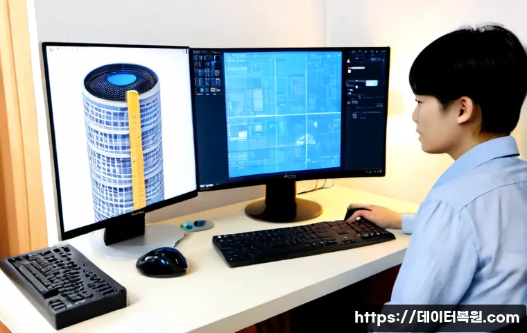 혜화동 STATUS_KERNEL_FILE_SYSTEM_ERROR - Photorealistic IT support workstation in a compact Hyehwa-dong apartment studio, dual monitors showi...
