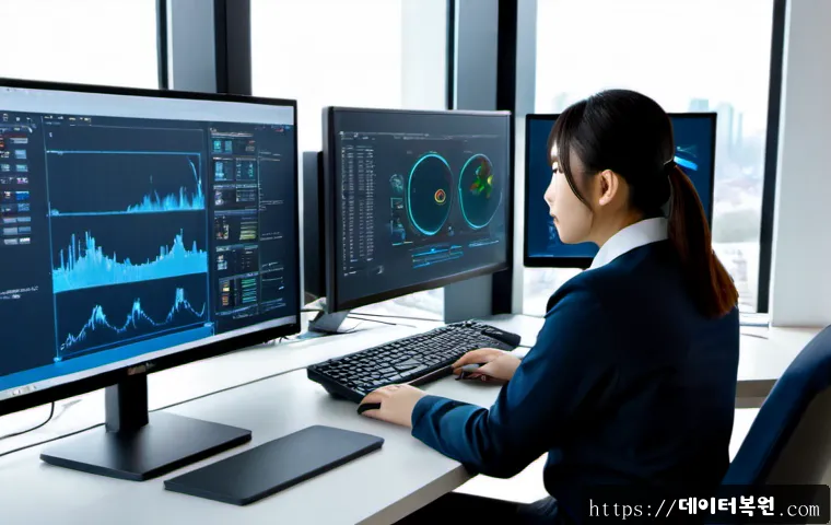 하중동 STATUS_KERNEL_HANDLE_INVALID - Photorealistic IT support workstation in a modern apartment office, dual monitors showing a frozen a...
