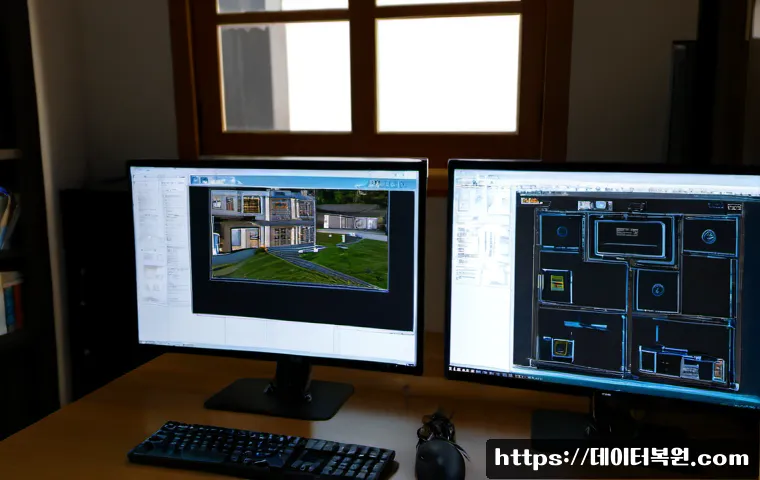 사직동 부팅불가 - Photorealistic remote-support workstation in a quiet Sajik-dong home office, desktop computer halted...