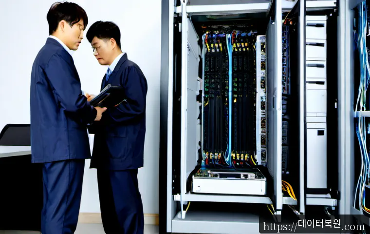 압구정동 server출장방문수리점 - Photorealistic luxury office server room in Apgujeong-dong, Korean IT technician performing on-site ...
