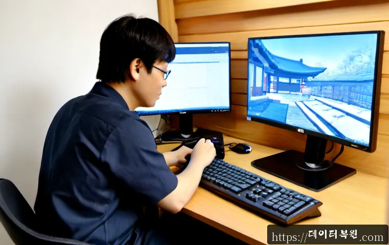 운니동 STATUS_KERNEL_MODULE_INVALID - Photorealistic IT support workstation in a quiet Unni-dong office, technician examining a compact de...