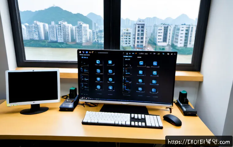염창동 해놀로지 xpenology 구축 - Photorealistic compact home-office workstation in Yeomchang-dong, Seoul, configuring a multi-bay des...