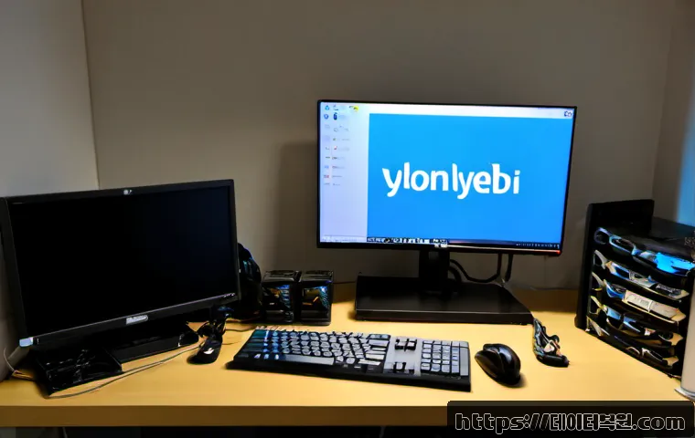 용두동 부팅불가 - Photorealistic PC repair workstation in a compact Yongdu-dong office, desktop tower opened beside a ...