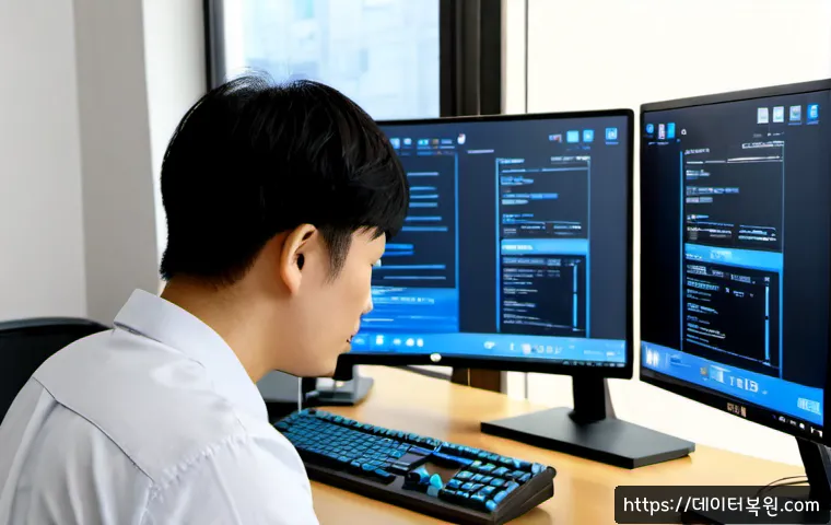 증산동 STATUS_KERNEL_SECURITY_CHECK - Photorealistic IT support workstation in a compact Seoul apartment office, desktop monitor showing a...