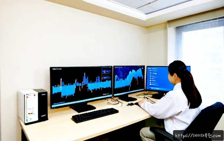 북가좌동 STATUS_KERNEL_MODE_EXCEPTION - Photorealistic IT support workstation in a compact Bukgajwa-dong apartment office, dual monitors sho...