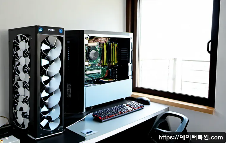 관산동 조립컴퓨터 pc 출장판매설치 - Photorealistic PC technician assembling a custom desktop workstation on a clean apartment desk in a ...