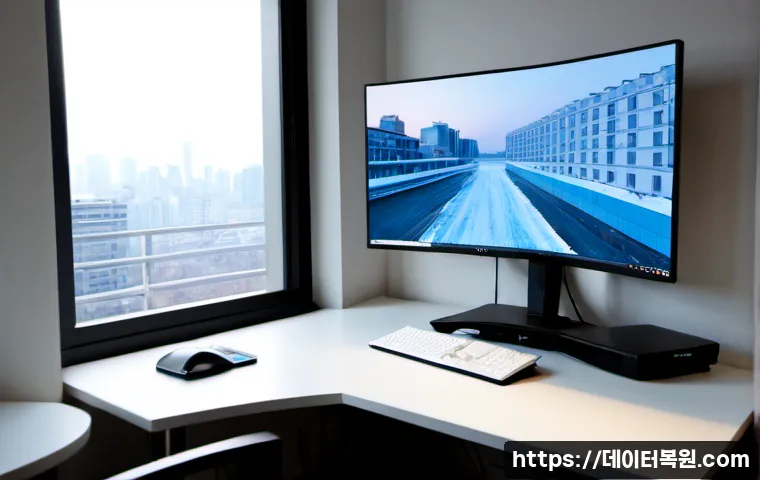 반포동 KERNEL_MODE_HEAP_CORRUPTION - Photorealistic premium desktop workstation in a quiet upscale Seoul apartment, dual monitors showing...