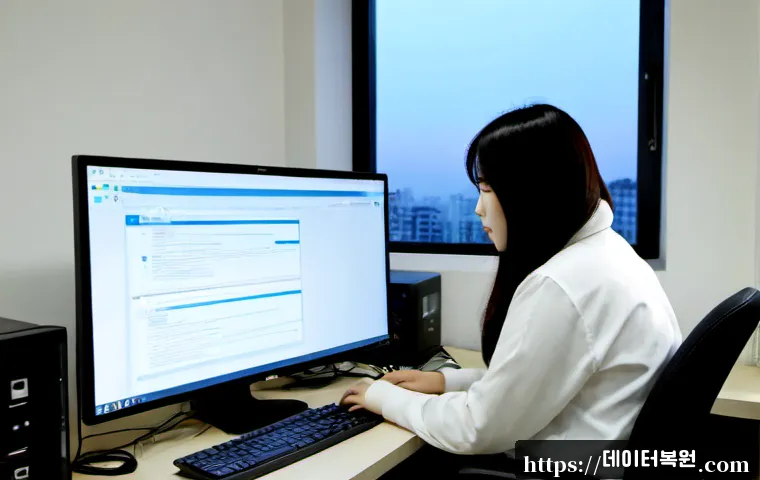 봉천동 CDFS_FILE_SYSTEM - Photorealistic IT support workstation in a compact Bongcheon-dong apartment office, dual monitors sh...