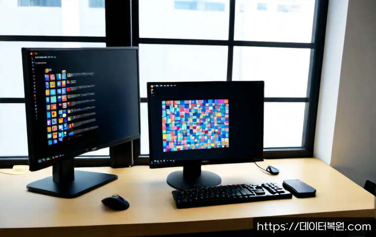 서강동 STATUS_IMAGE_CORRUPTION - Photorealistic remote-support workstation in a compact Seogang-dong apartment office, dual monitors ...