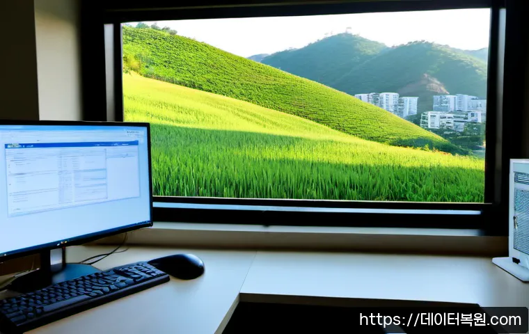 미아동 BAD_POOL_CALLER - Photorealistic IT support workstation in a compact Mia-dong apartment office, desktop monitor showin...