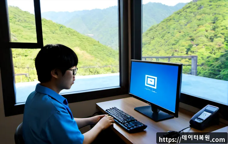내곡동 MACHINE_CHECK_EXCEPTION - Photorealistic remote IT support scene in a quiet Naegok-dong home office, workstation monitor froze...