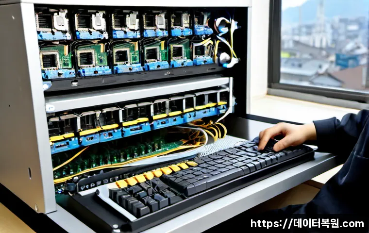 일원동 RAM조립 및 교체수리 - Photorealistic computer repair workstation in Ilwon-dong, Seoul, technician carefully installing new...
