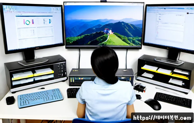 석관동 HARDWARE_FAILURE - Photorealistic IT repair workstation in a compact Seokgwan-dong office, desktop tower opened beside ...