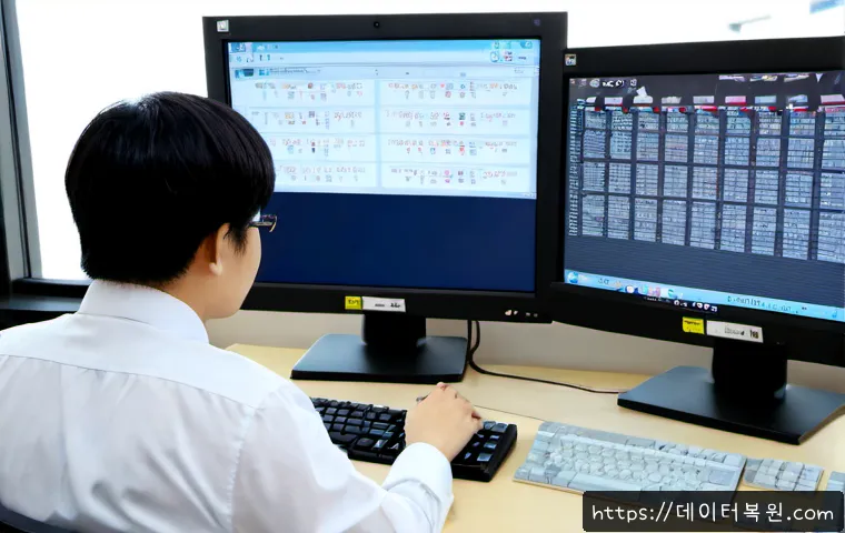 종로구 STATUS_INVALID_CALLER - Photorealistic IT support workstation in Jongno-gu, Seoul, showing a frustrated office professional ...