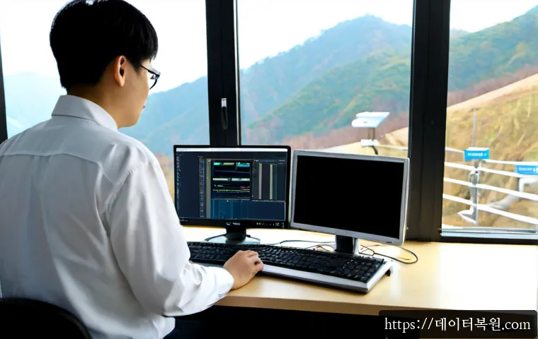 홍지동 STATUS_KERNEL_MODULE_INVALID - Photorealistic IT support workstation in a quiet hillside neighborhood office, dual monitors showing...