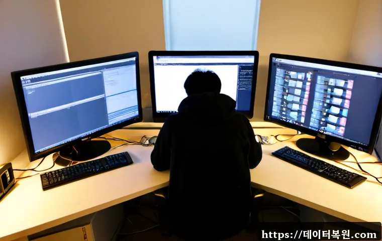 중대동 ubuntu재설치 포맷  초기화 - Photorealistic remote-support workstation in a compact apartment office, technician reinstalling Ubu...